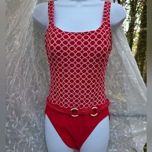 Christina Red and White Polka Dot One-Piece Swimsuit